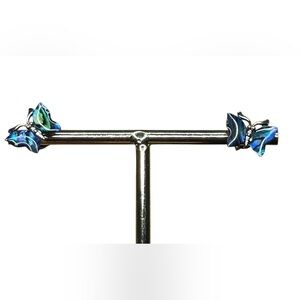 Vintage Silvertone Shell Butterfly Earrings – Unmarked, Untested